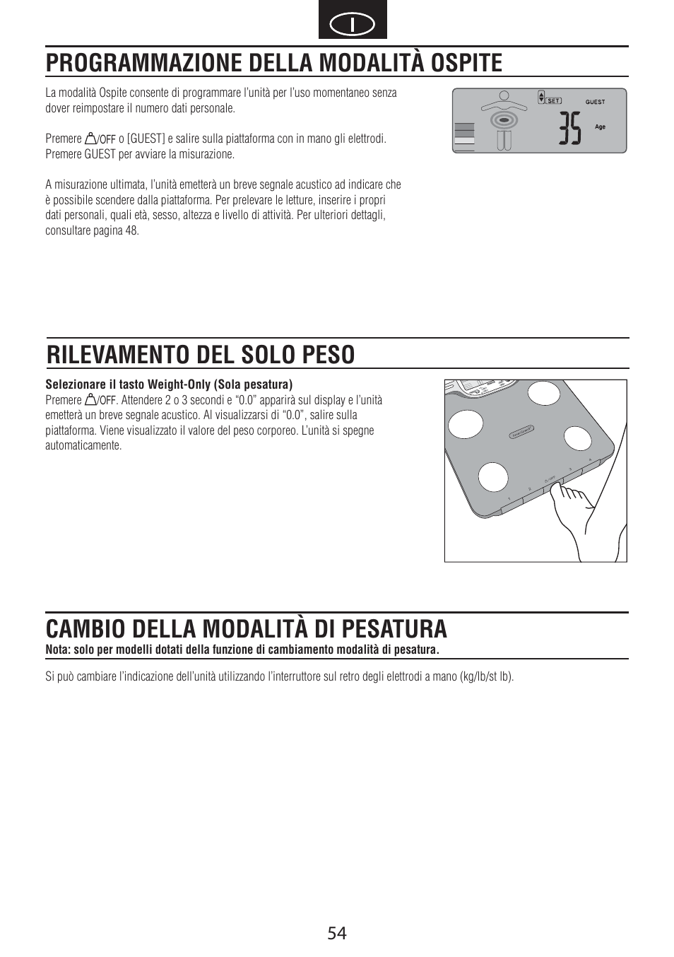 Cambio della modalità di pesatura | Tanita BC-601 User Manual | Page 56 / 80