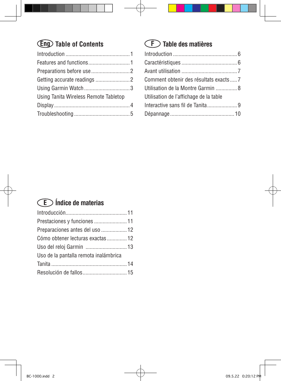 Tanita BC-1000 User Manual | Page 2 / 18