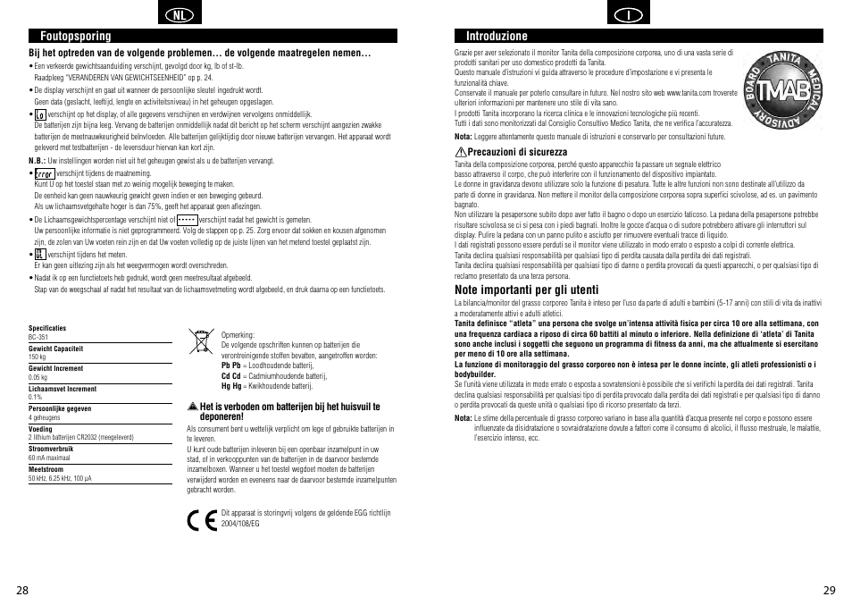 Tanita BC-351 User Manual | Page 16 / 27