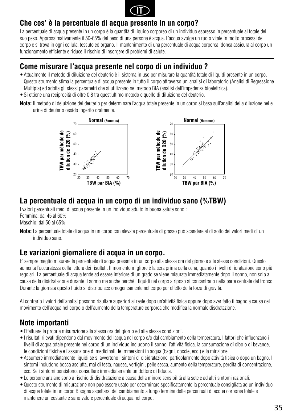 Le variazioni giornaliere di acqua in un corpo | Tanita UM-041 User Manual | Page 37 / 68