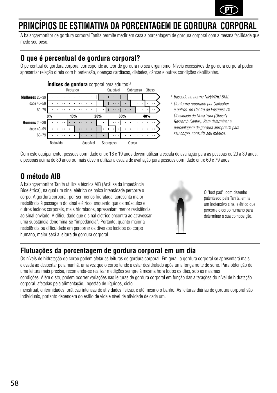 O que é percentual de gordura corporal, O método aib | Tanita UM-041 User Manual | Page 60 / 68