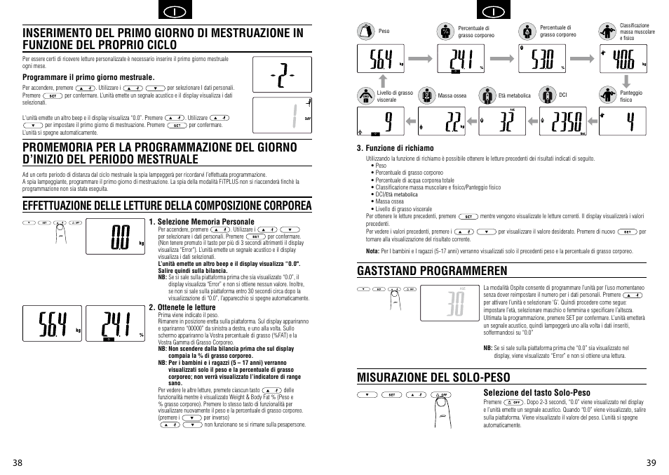 Gaststand programmeren misurazione del solo-peso | Tanita BC-582 User Manual | Page 21 / 31