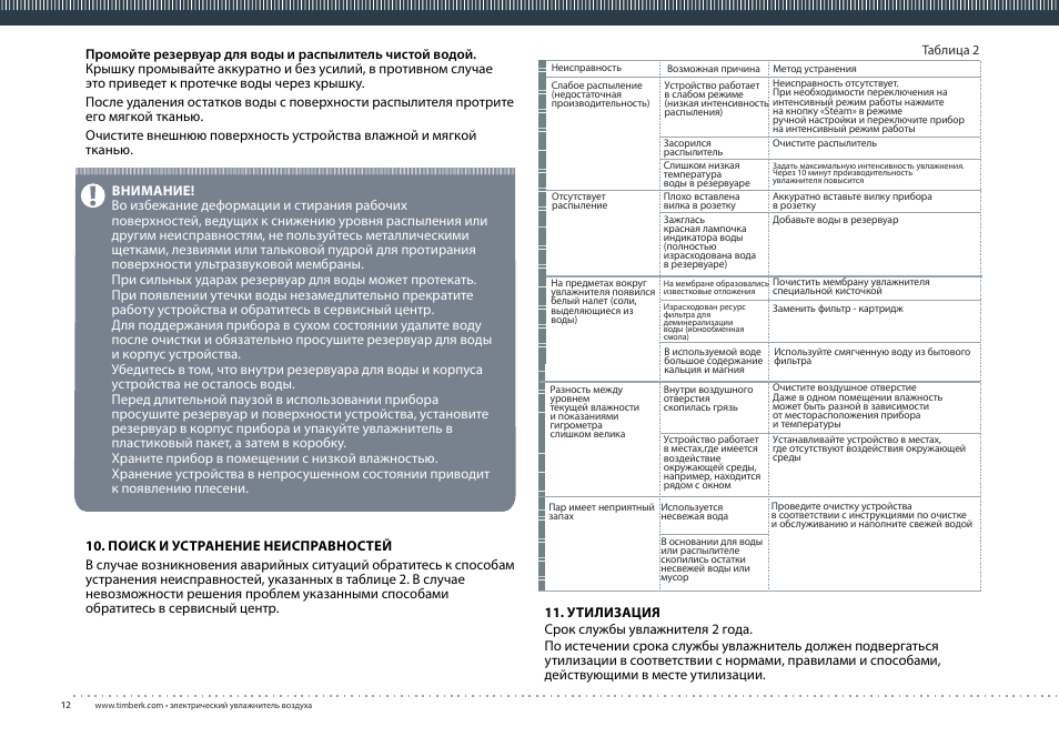 TIMBERK THU UL 07 series User Manual | Page 12 / 16