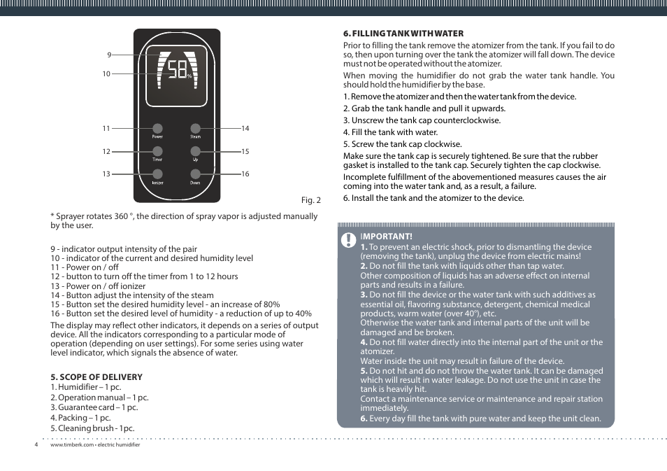 TIMBERK THU UL 07 series User Manual | Page 4 / 16