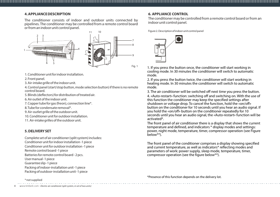 English | TIMBERK Corona series AC TIM...S8 User Manual | Page 4 / 16
