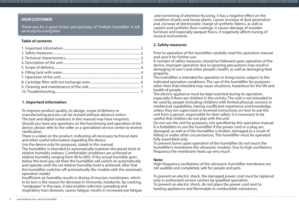 TIMBERK THU UL 04 User Manual | Page 2 / 20