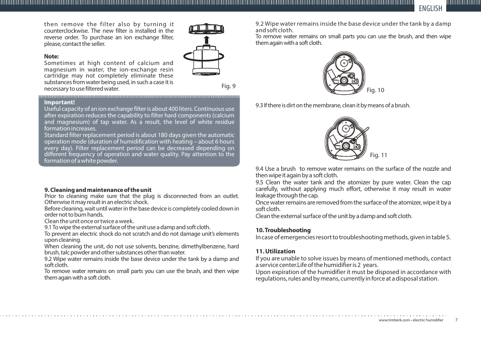 English | TIMBERK THU UL 05 series User Manual | Page 7 / 20