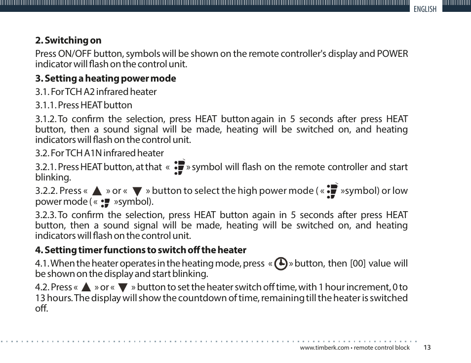 TIMBERK TMS 08.CH User Manual | Page 13 / 36