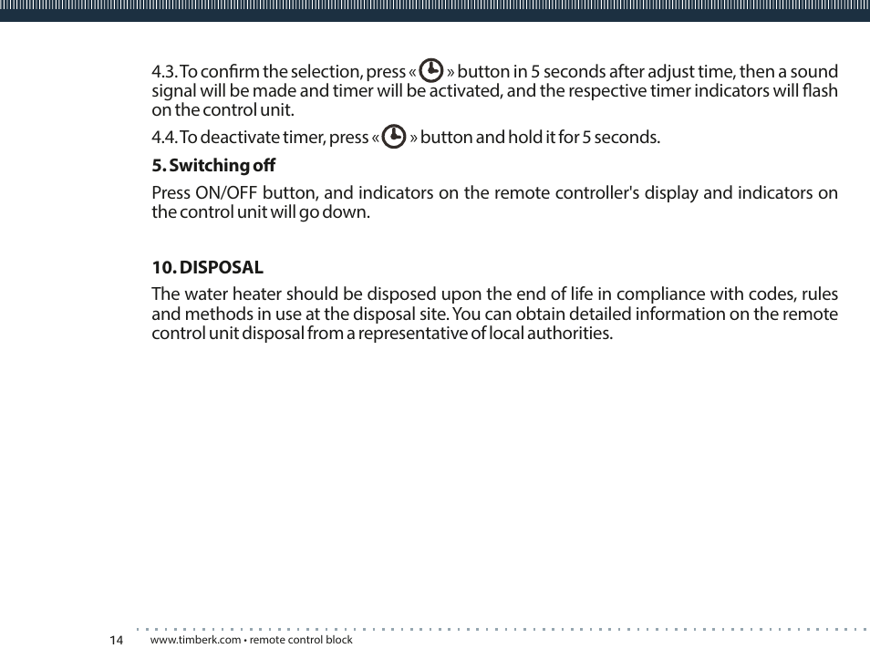 TIMBERK TMS 08.CH User Manual | Page 14 / 36