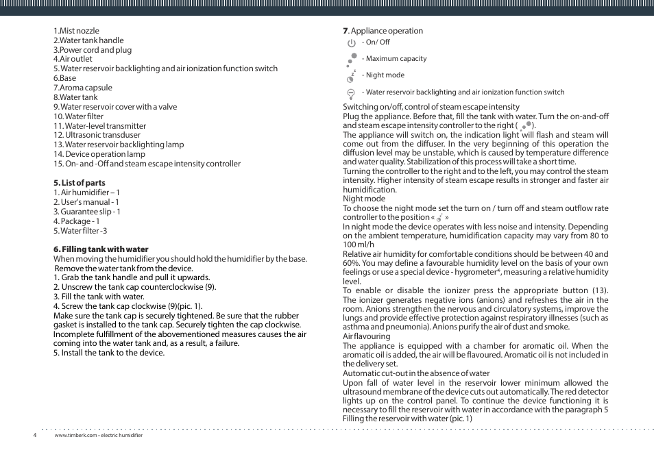TIMBERK THU UL 09 series User Manual | Page 4 / 16