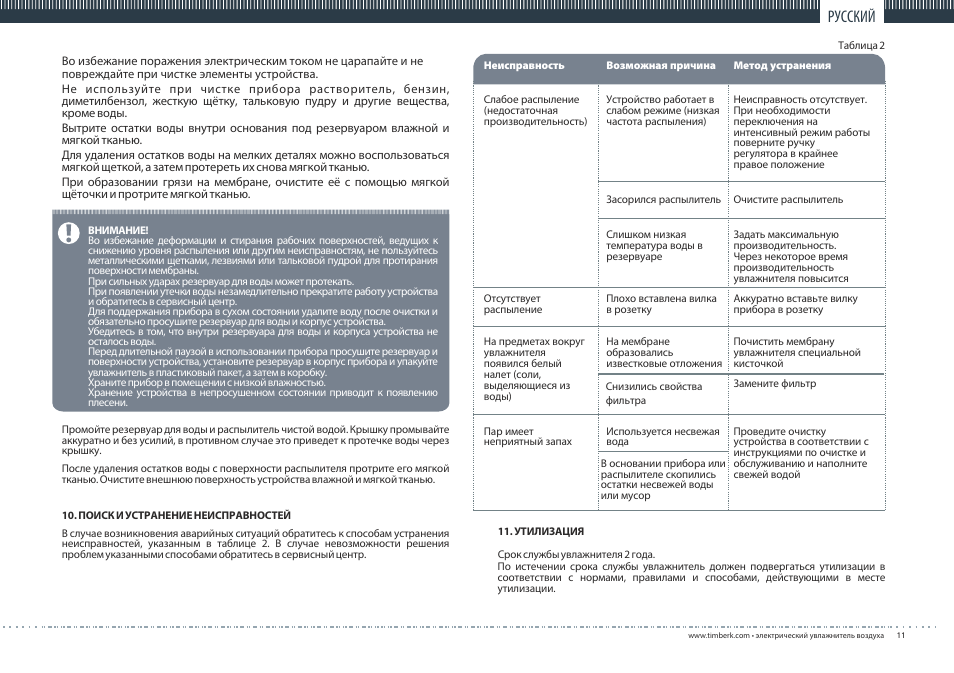 TIMBERK THU UL 06 series User Manual | Page 11 / 16