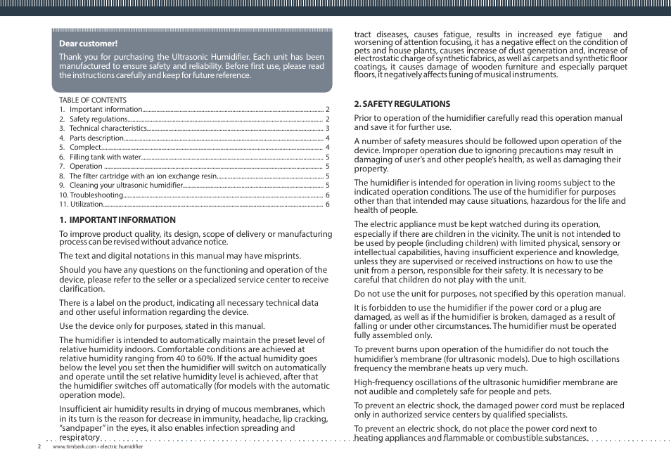 TIMBERK THU UL 06 series User Manual | Page 2 / 16