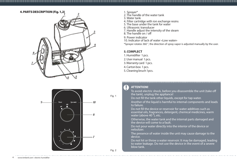 TIMBERK THU UL 06 series User Manual | Page 4 / 16