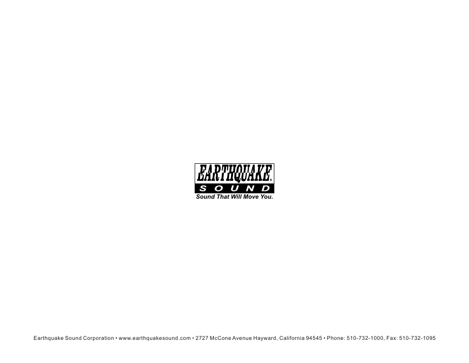 Earthquake Sound SuperNova MKVI User Manual | Page 12 / 12