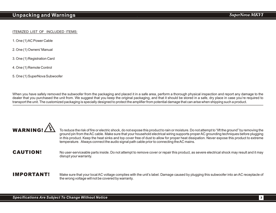 Earthquake Sound SuperNova MKVI User Manual | Page 3 / 12