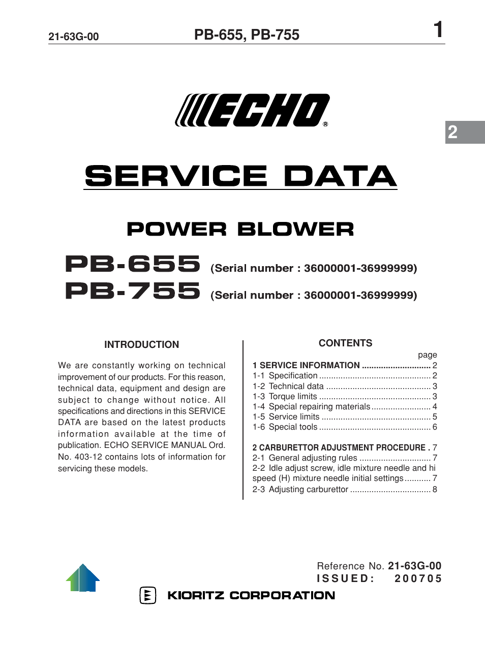 Echo PB-655 User Manual | 8 pages