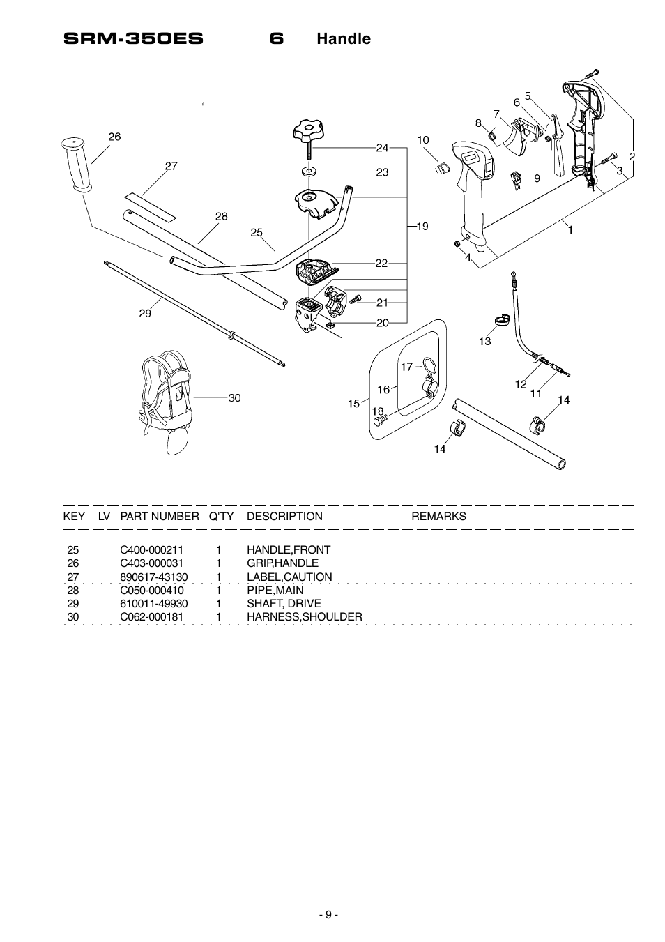 Srm-350es 6 handle | Echo SRM-350ES User Manual | Page 10 / 16