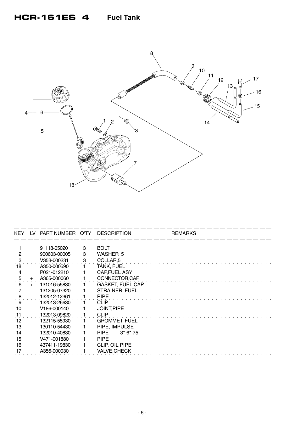 Hcr-161es 4 fuel tank | Echo HCR-161ES User Manual | Page 7 / 16