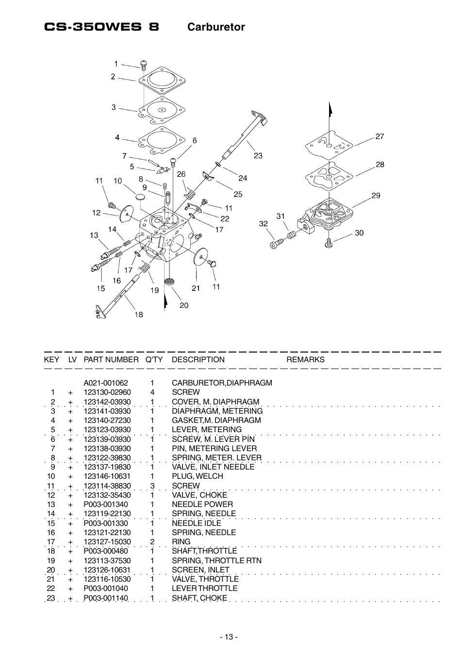 Cs-350wes 8 carburetor | Echo CS-350WES User Manual | Page 14 / 18