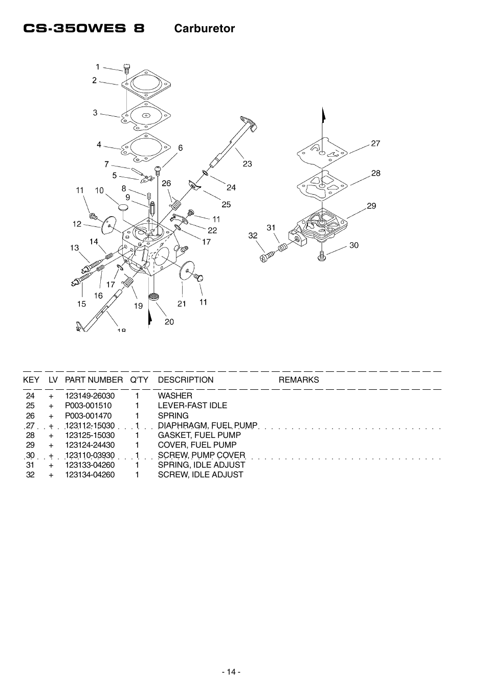 Cs-350wes 8 carburetor | Echo CS-350WES User Manual | Page 15 / 18