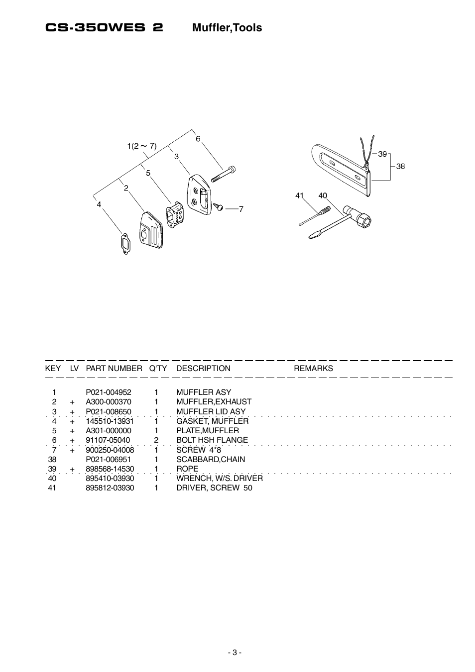 Cs-350wes 2 muffler,tools | Echo CS-350WES User Manual | Page 4 / 18