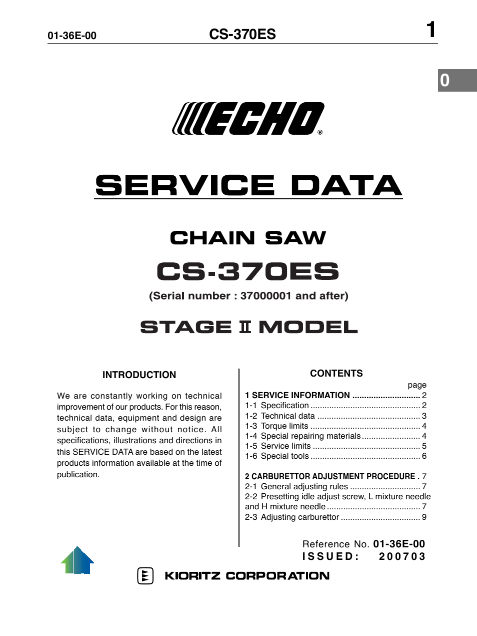 Echo CS-370ES User Manual | 9 pages