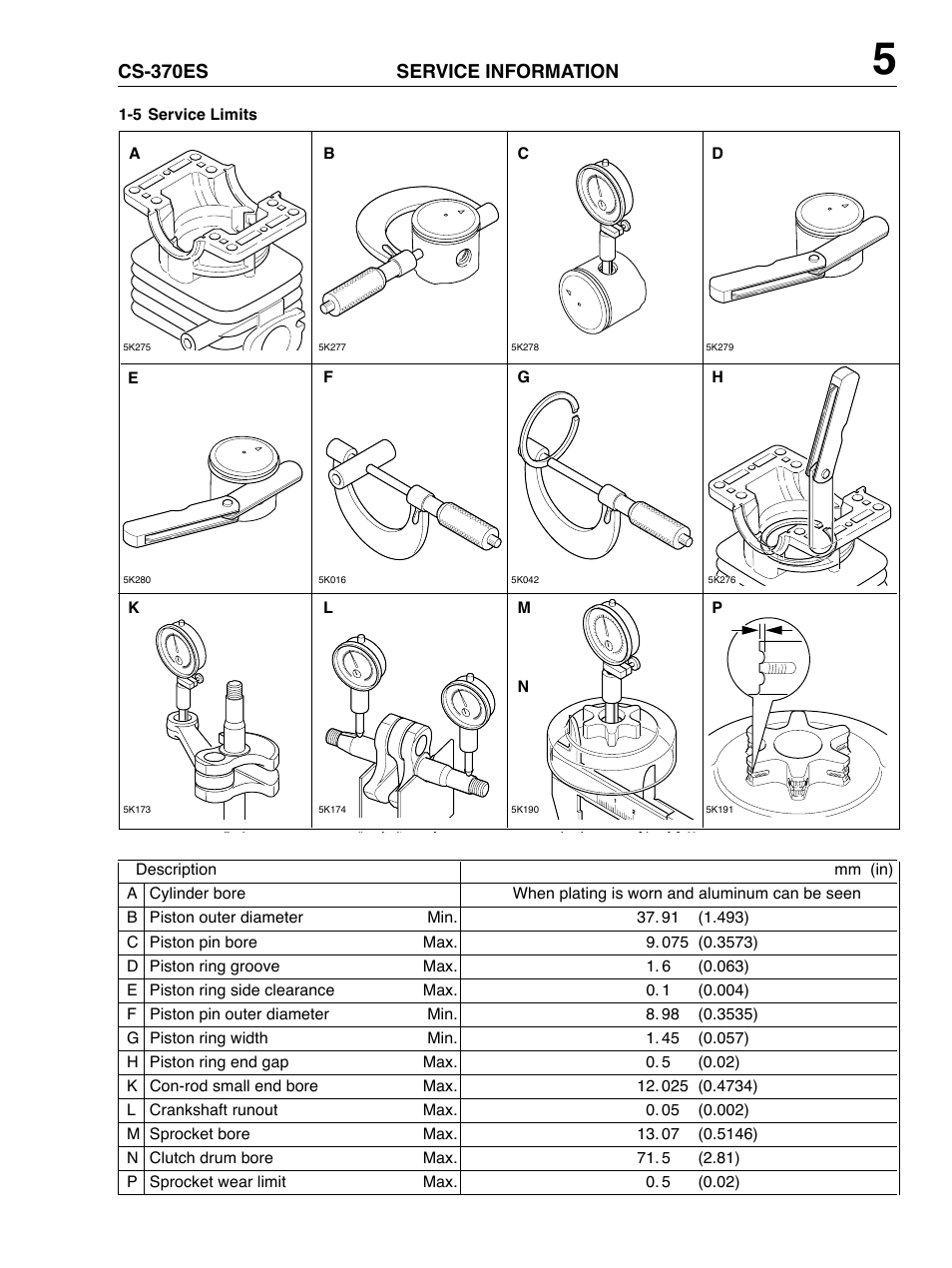 Service information cs-370es | Echo CS-370ES User Manual | Page 5 / 9