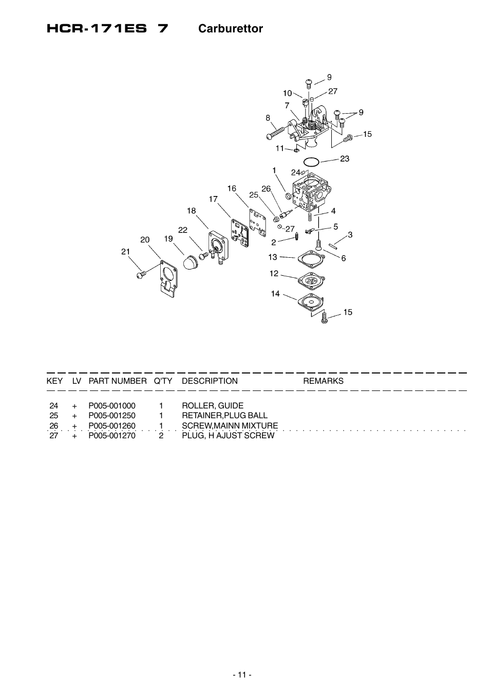 Hcr-171es 7 carburettor | Echo HCR-171ES User Manual | Page 12 / 16