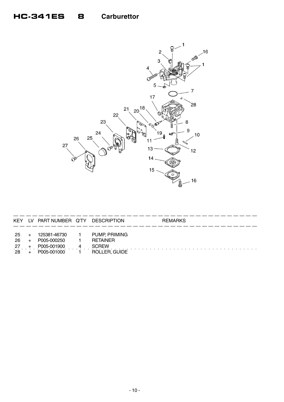 Hc-341es 8 carburettor | Echo HC-341ES User Manual | Page 11 / 16
