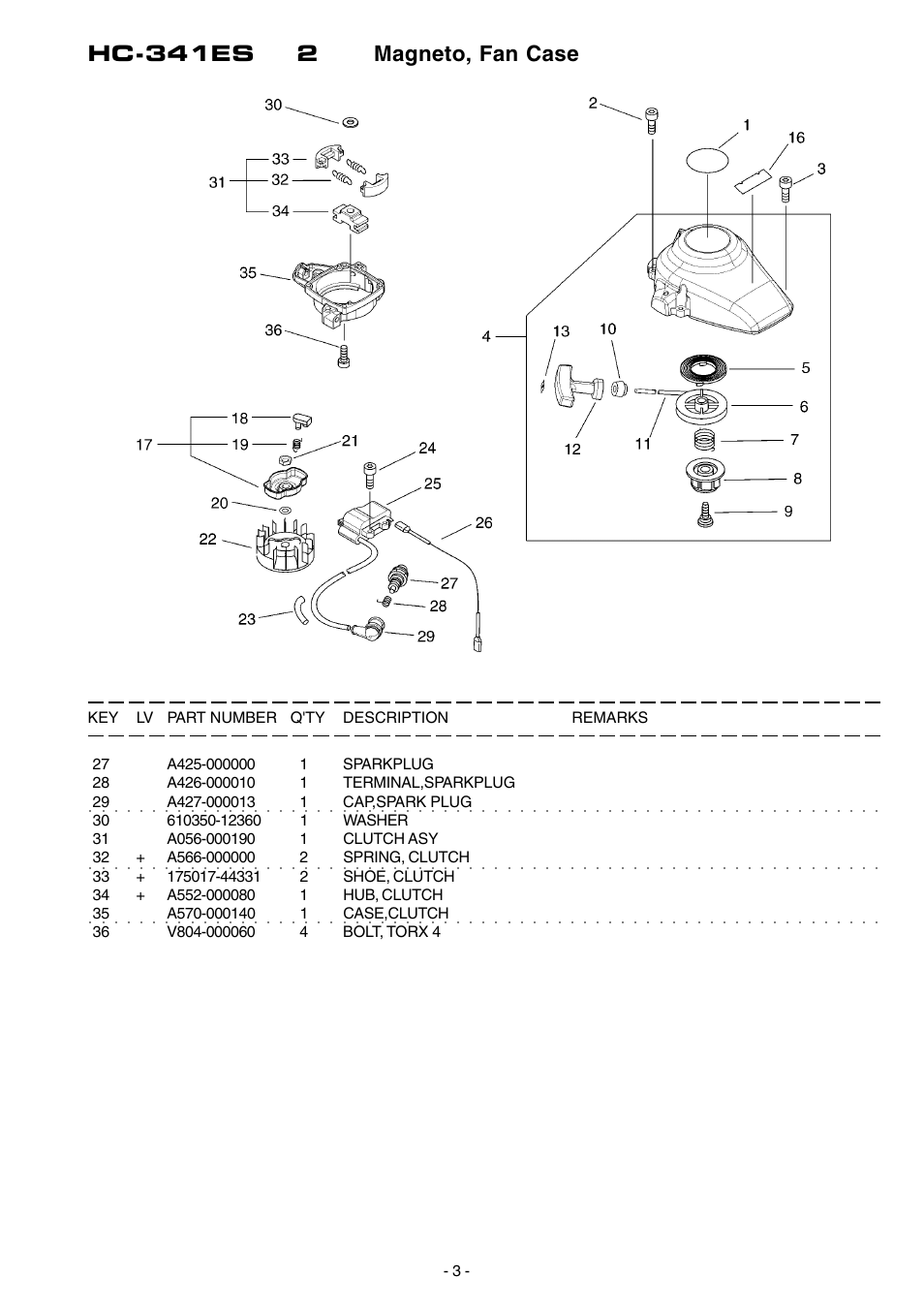 Hc-341es 2 magneto, fan case | Echo HC-341ES User Manual | Page 4 / 16