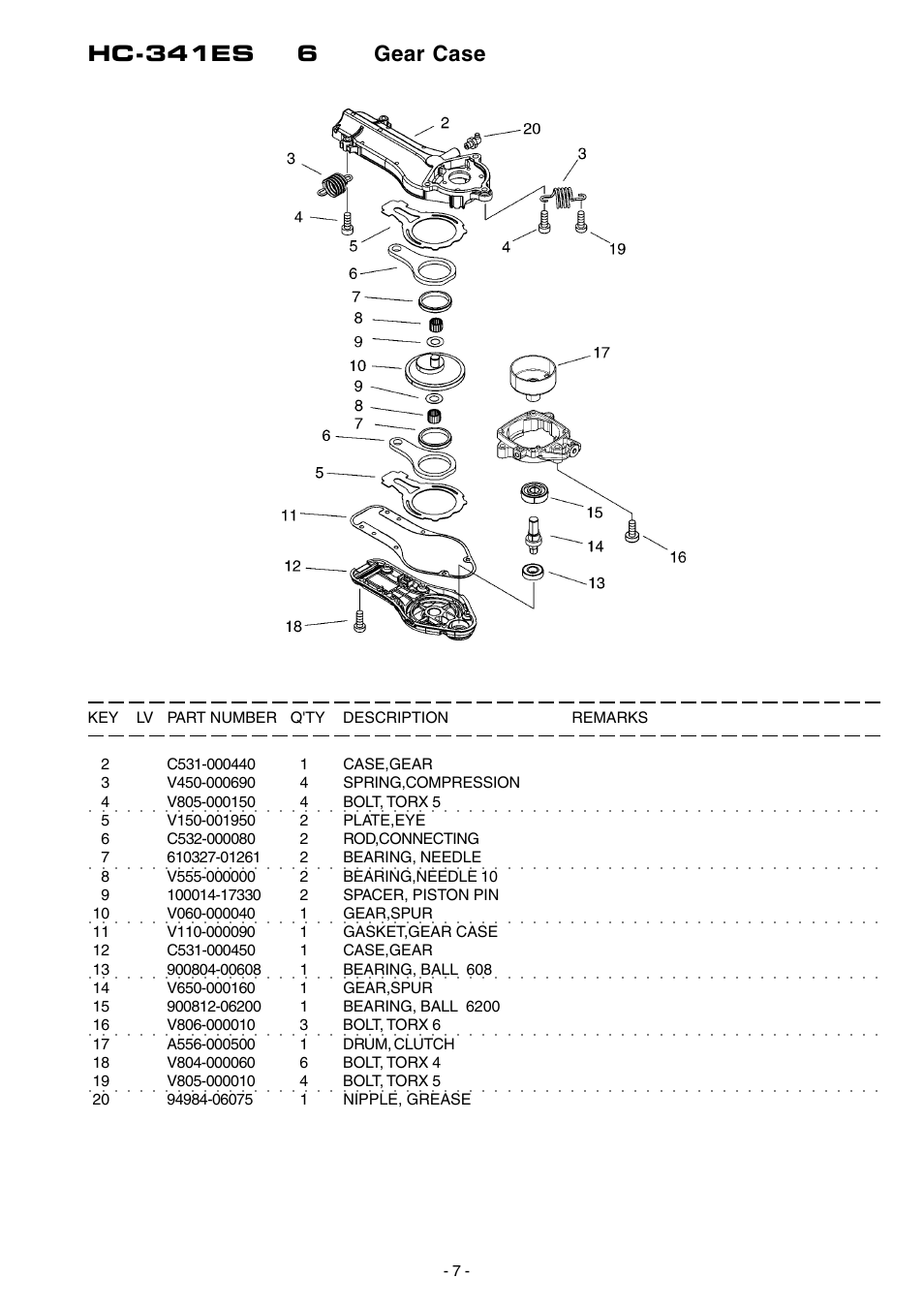 Hc-341es 6 gear case | Echo HC-341ES User Manual | Page 8 / 16