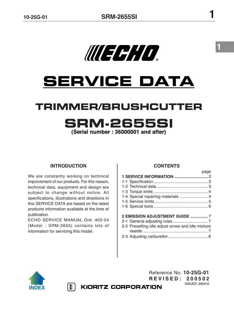 Echo SRM-2655SI User Manual | 8 pages