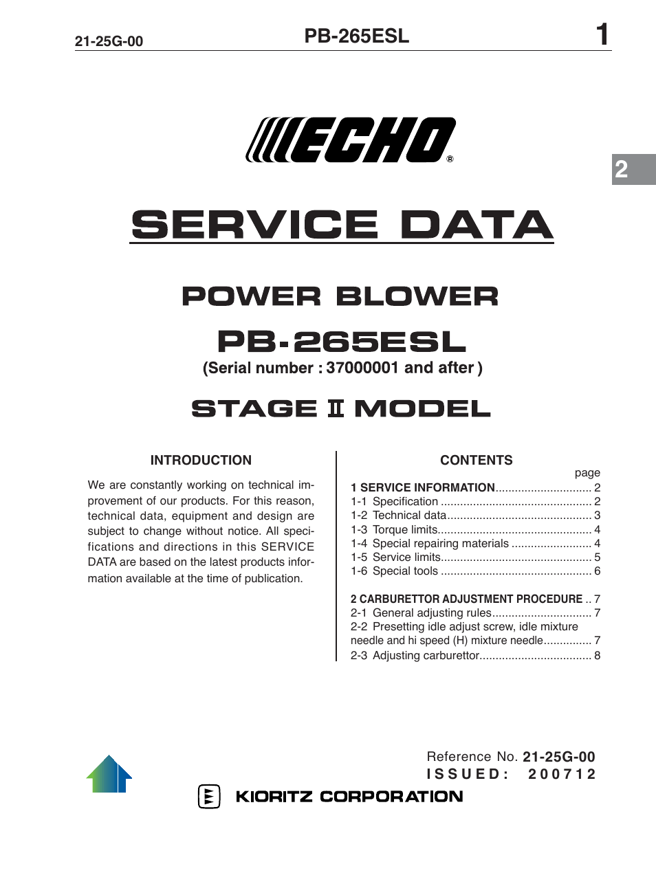 Echo PB-265ESL User Manual | 8 pages