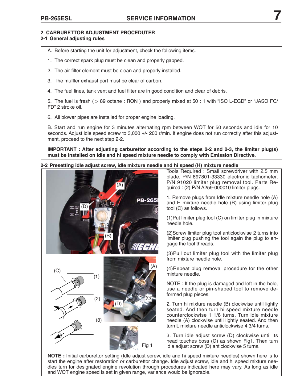 Echo PB-265ESL User Manual | Page 7 / 8