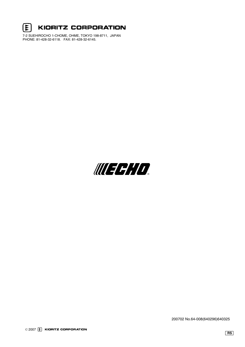Echo CS-5100 User Manual | Page 19 / 19