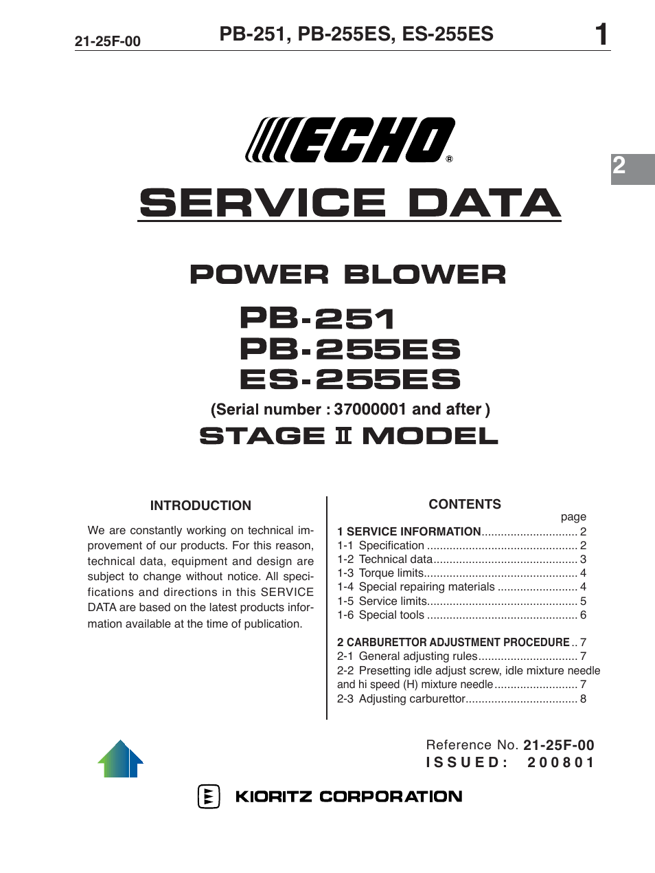 Echo PB-255ES User Manual | 8 pages