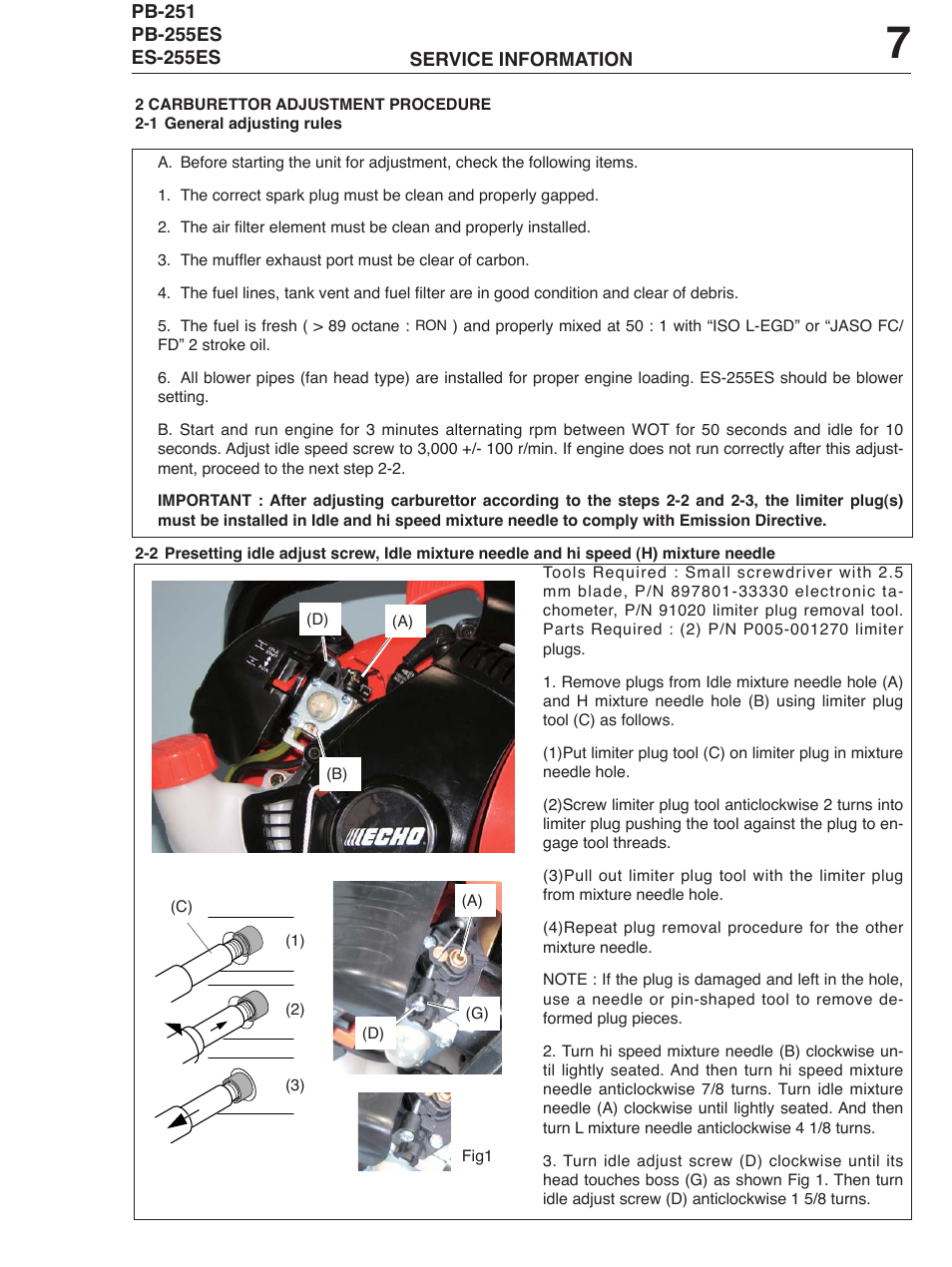 Echo PB-255ES User Manual | Page 7 / 8