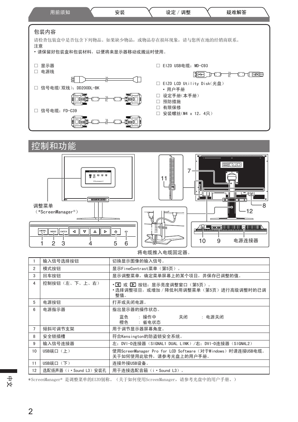 控制和功能 | Eizo FlexScan SX3031W User Manual | Page 52 / 60