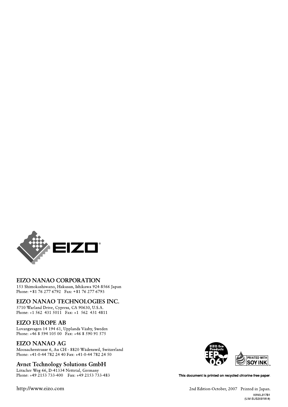 Eizo FlexScan S2031W User Manual | Page 76 / 76