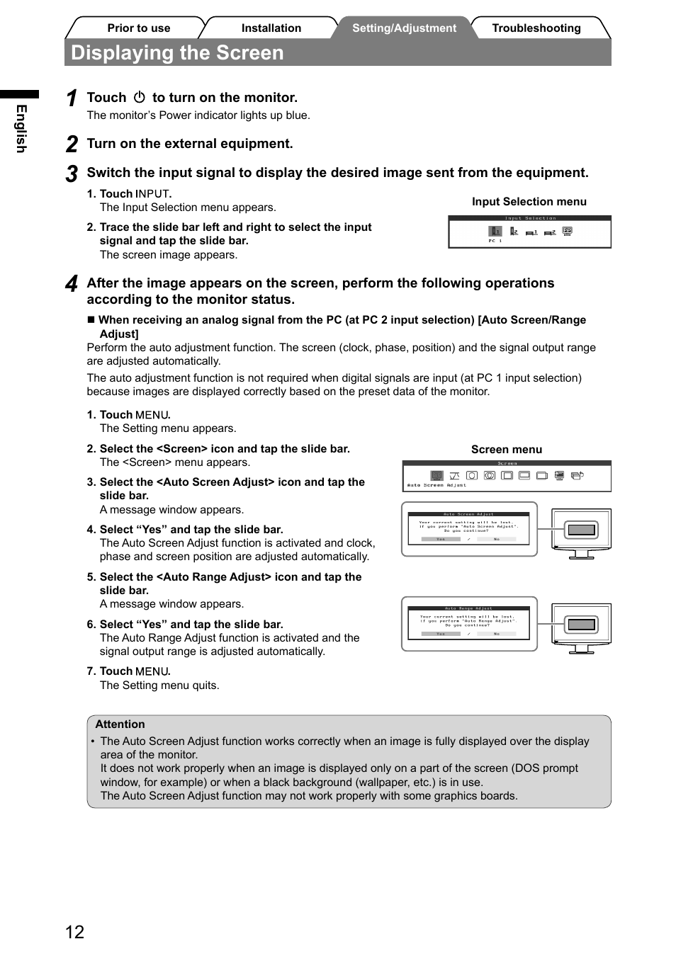 Displaying the screen | Eizo FlexScan HD2441W User Manual | Page 14 / 148