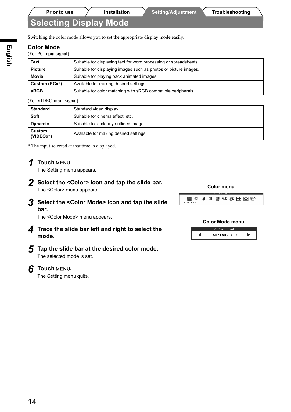 Selecting display mode | Eizo FlexScan HD2441W User Manual | Page 16 / 148