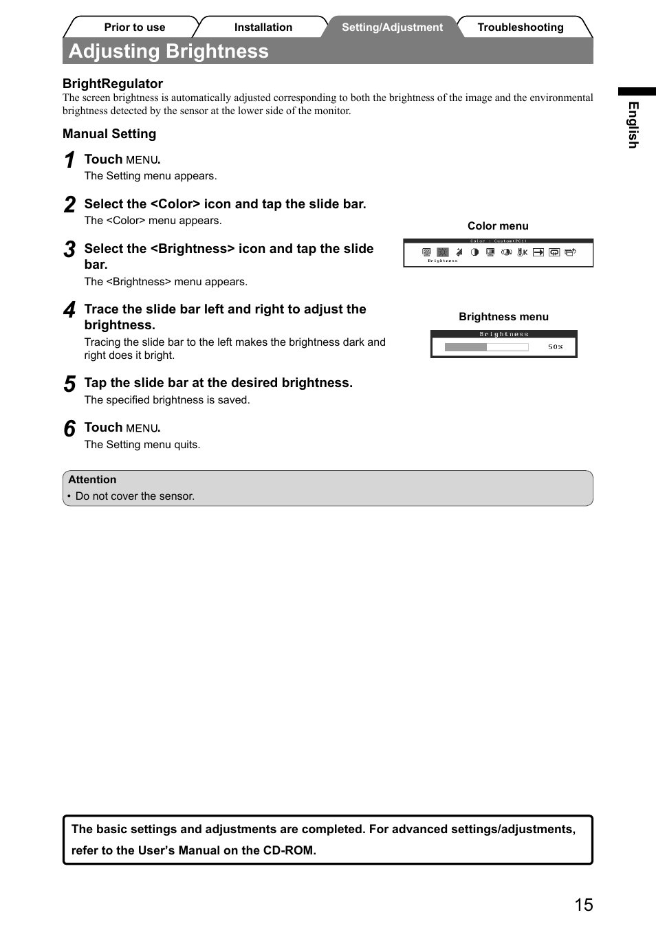 Adjusting brightness | Eizo FlexScan HD2441W User Manual | Page 17 / 148