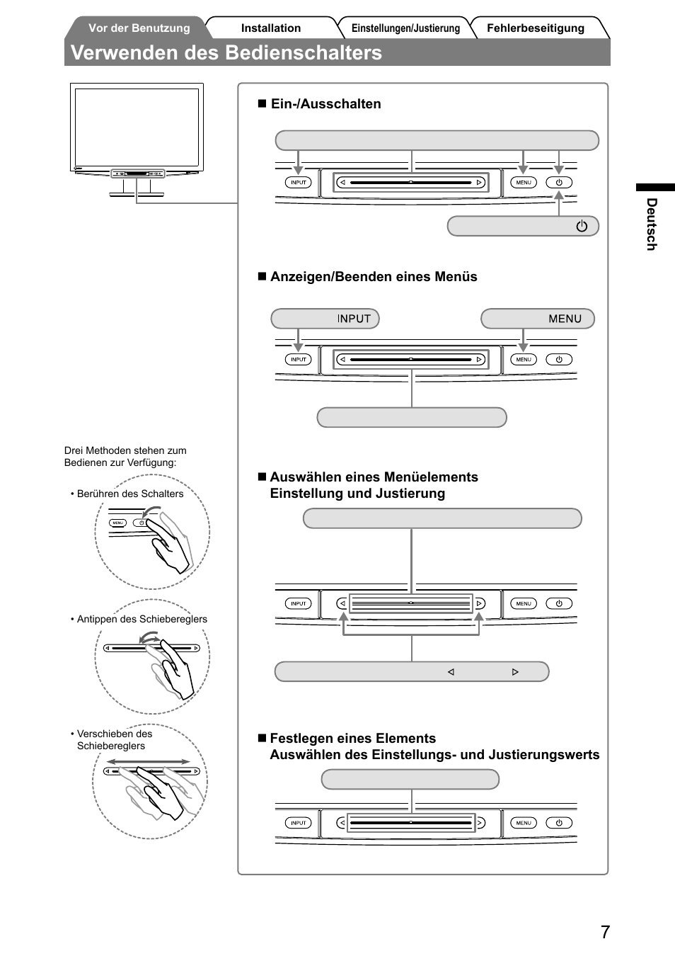 Verwenden des bedienschalters | Eizo FlexScan HD2441W User Manual | Page 25 / 148