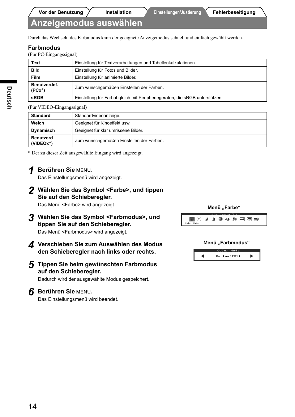 Anzeigemodus auswählen | Eizo FlexScan HD2441W User Manual | Page 32 / 148