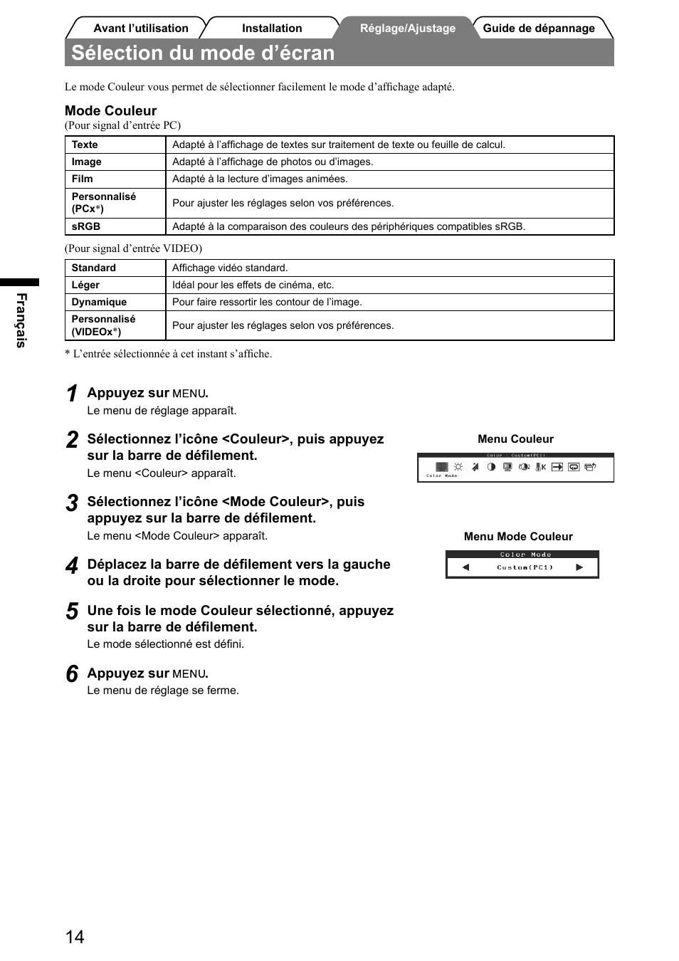 Sélection du mode d’écran | Eizo FlexScan HD2441W User Manual | Page 48 / 148