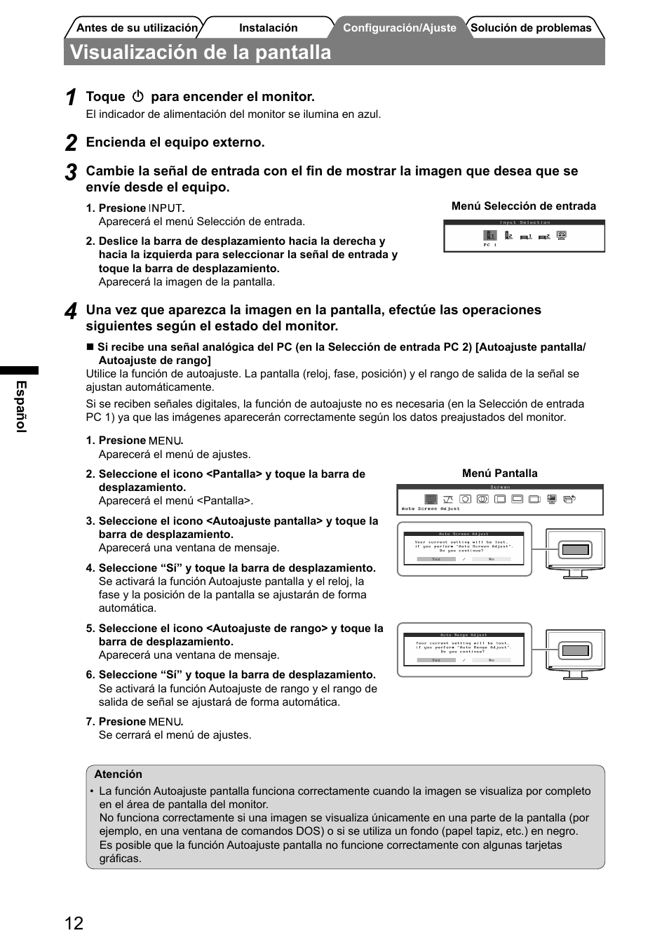 Visualización de la pantalla | Eizo FlexScan HD2441W User Manual | Page 62 / 148