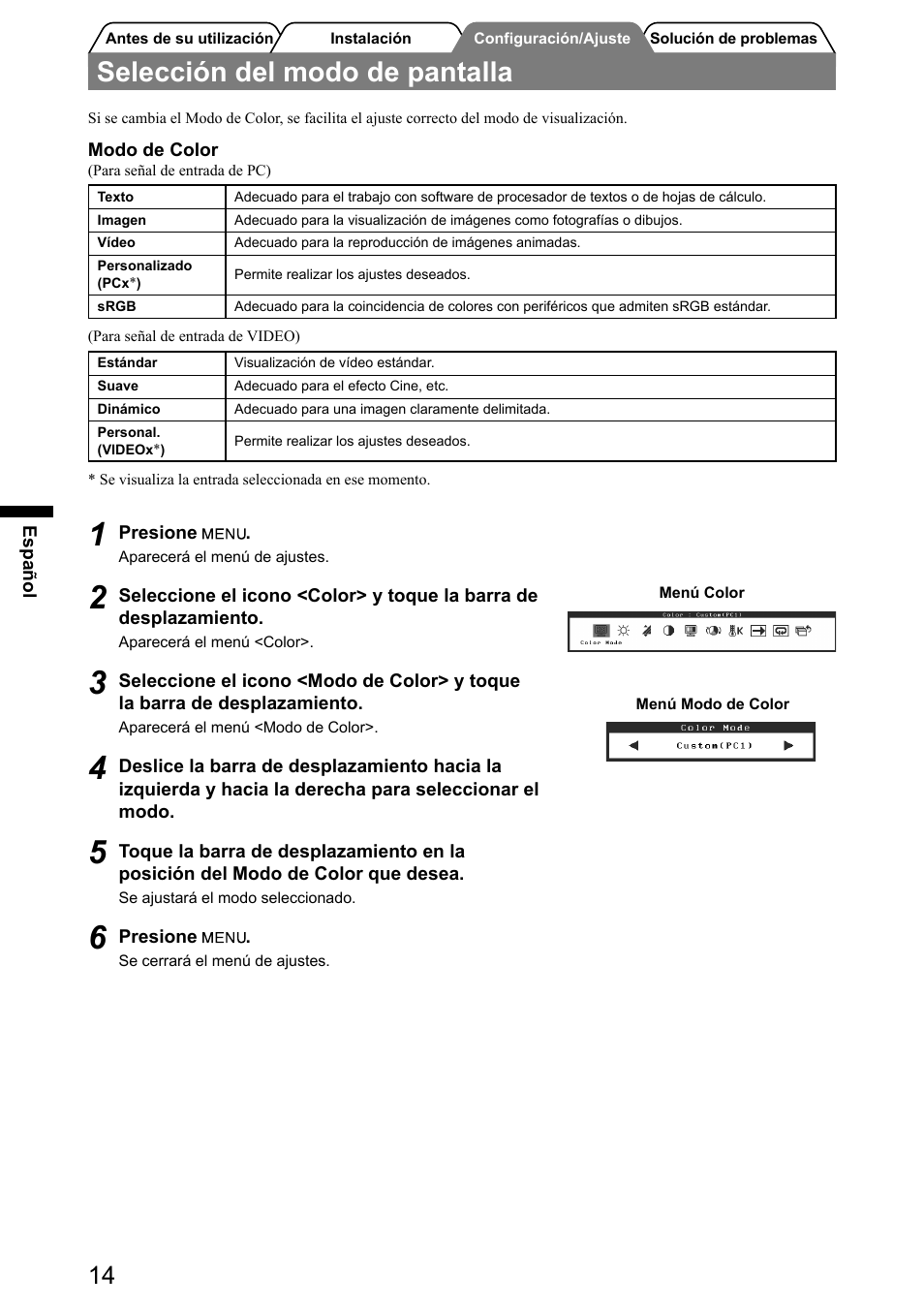 Selección del modo de pantalla | Eizo FlexScan HD2441W User Manual | Page 64 / 148