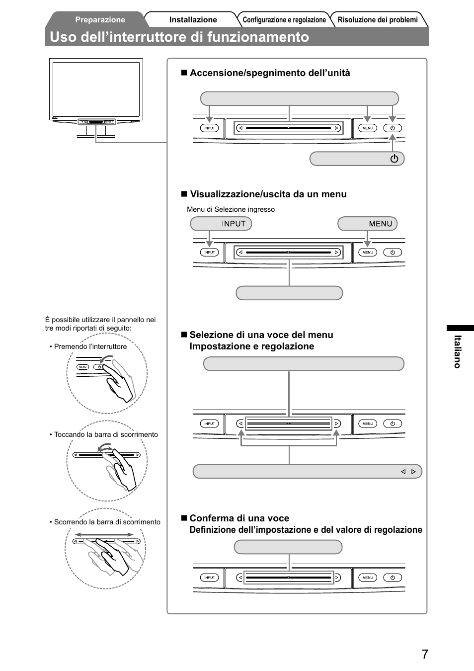 Uso dell’interruttore di funzionamento | Eizo FlexScan HD2441W User Manual | Page 73 / 148