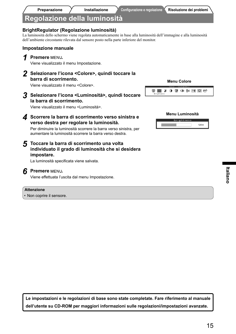 Regolazione della luminosità | Eizo FlexScan HD2441W User Manual | Page 81 / 148
