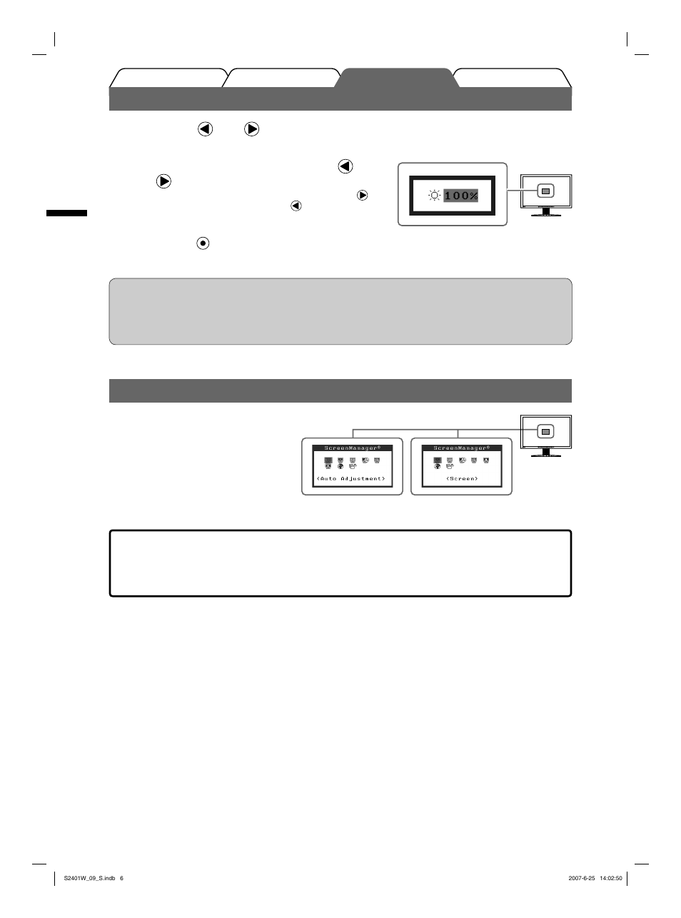 Bildschirmhelligkeit einstellen, Erweiterte einstellungen/justierung vornehmen | Eizo FlexScan S2401W User Manual | Page 16 / 76